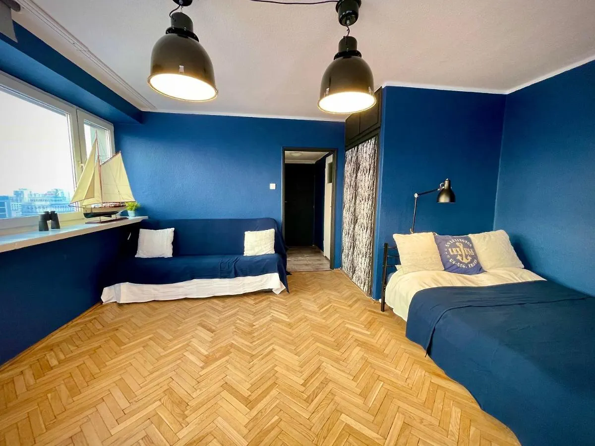 Super Apartament Blue Scisle Centrum Dwie Linie Metra Netflix Wifi 300 Mbs Panorama Miasta Varsovia Apartamento